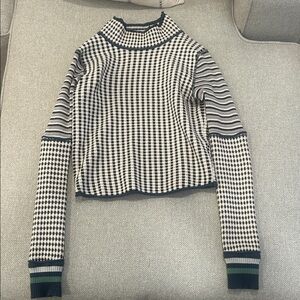 We The Free Black and Cream Cowl Neck Sweater